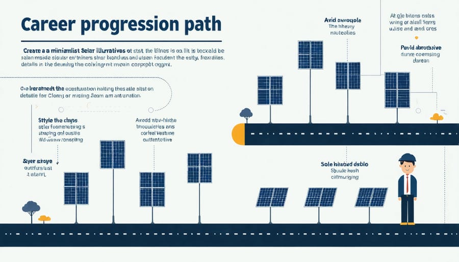 Visual diagram showing various career advancement paths from entry-level to senior positions in solar industry