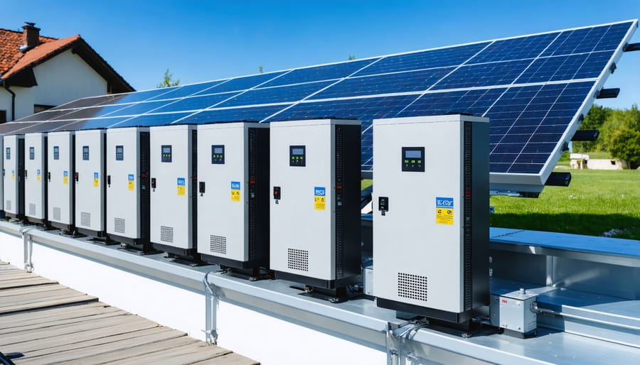Modern solar inverters displaying their CEC efficiency ratings on specification labels