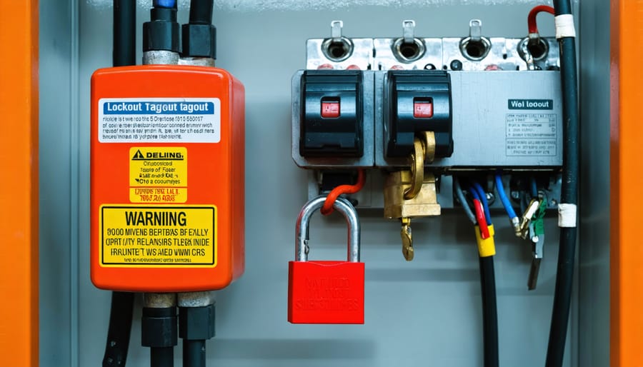 Proper implementation of lockout/tagout safety procedures on solar electrical equipment