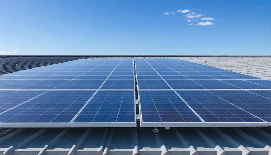 Solar panels on residential roof with graph showing solar production matching peak electricity demand times