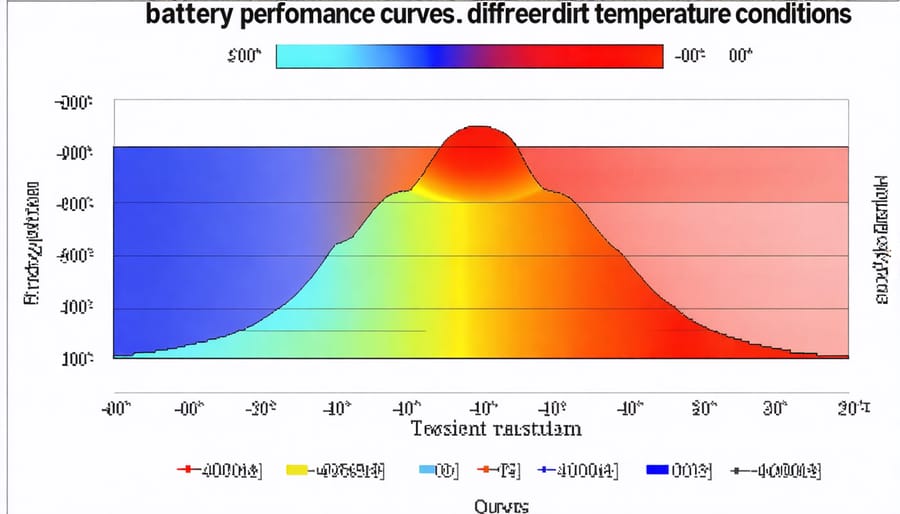 Performance chart displaying how temperature affects solar battery efficiency and lifespan