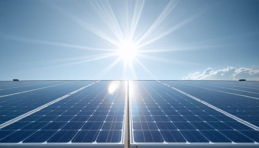 Diagram showing how bifacial solar panels collect light from both front and back surfaces