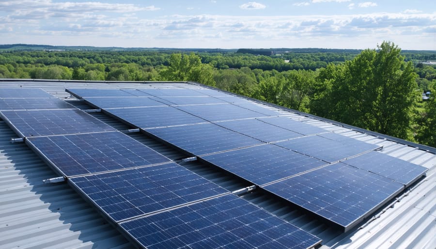 Solar panels installed on a Minnesota home's roof during winter