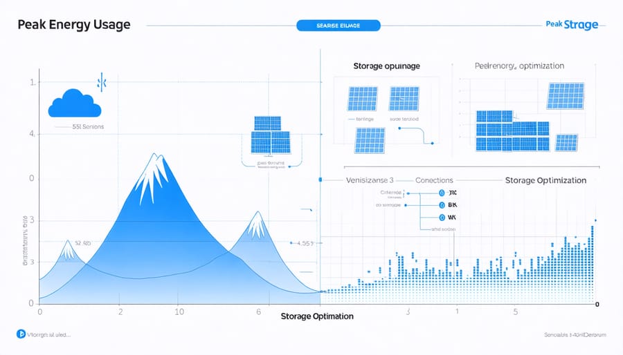 Chart comparing household energy consumption patterns with battery storage optimization
