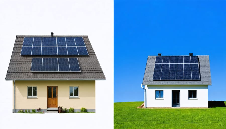 Comparison of two electricity bills showing significant cost reduction after solar panel installation