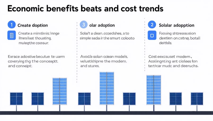 Visual representation of solar energy cost reduction trends and economic benefits