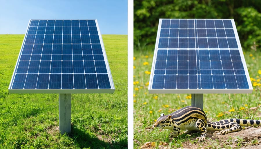 Comparison of environmentally conscious and harmful solar installation practices