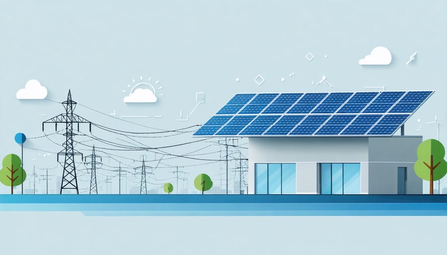 Visualization of smart grid system with solar panel integration and distribution network
