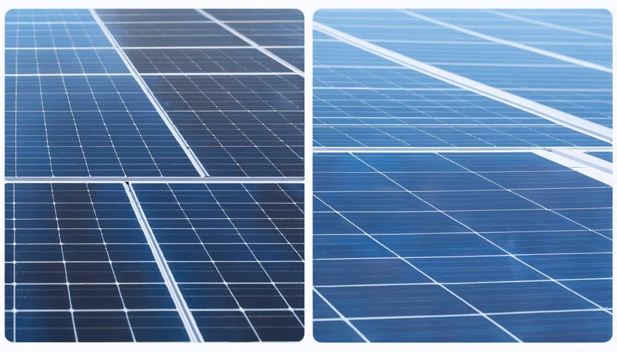 Side-by-side comparison of well-maintained and poorly maintained solar panels