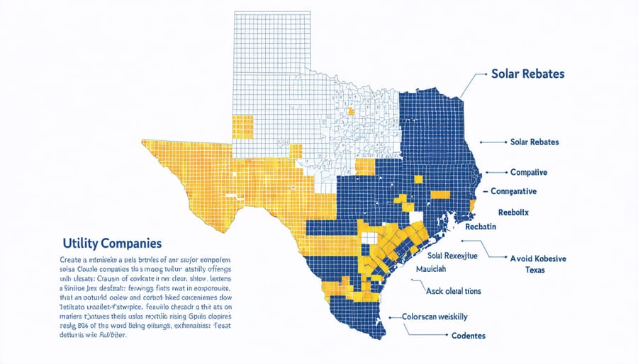 Texas state map showing regions with different utility company solar incentives