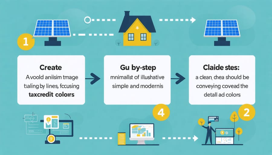 Visual diagram explaining how to claim the federal solar tax credit with IRS forms and calculations
