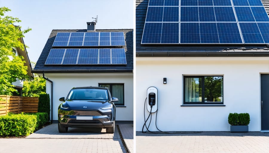 Home solar system integrated with electric vehicle charging setup