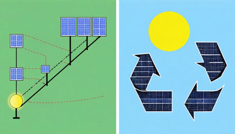Side-by-side comparison of linear vs circular solar panel production methods