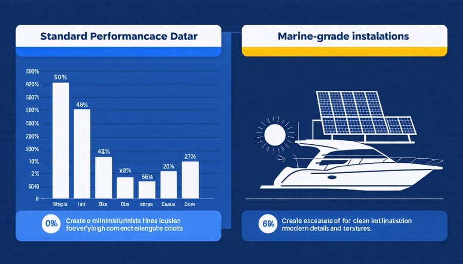 Graph comparing energy output and durability metrics of standard versus marine-grade solar systems