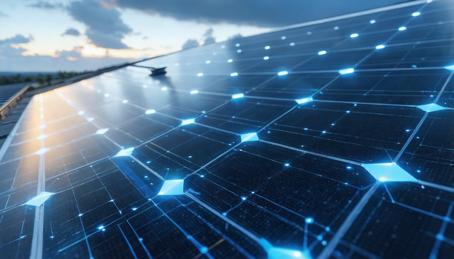 Residential solar panel installation with smart inverter equipment on home exterior