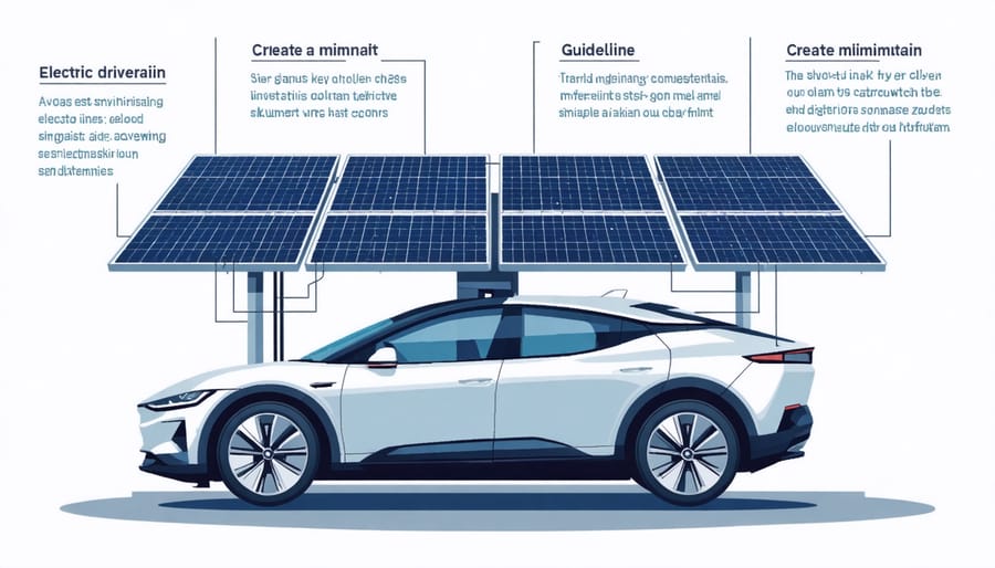 Illustrated diagram of solar-to-electric power flow in a modern solar vehicle