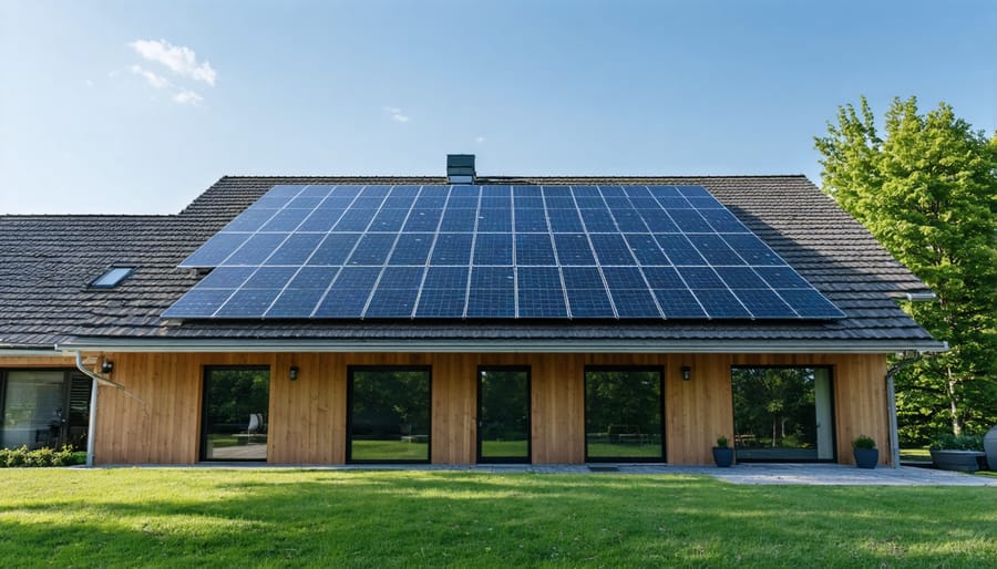 Solar installer consulting with homeowner about system security on residential rooftop