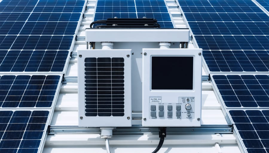 Wall-mounted solar monitoring device near electrical panel