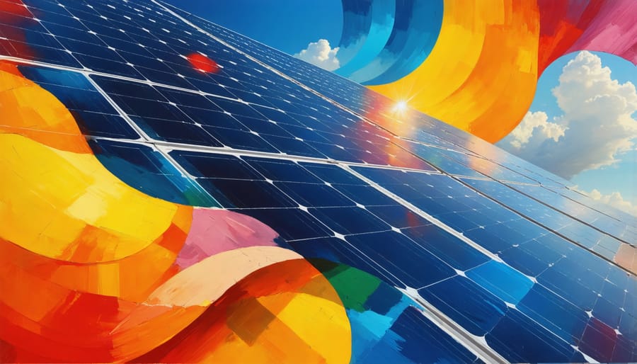 Detailed view of solar panel surface showing crystalline structure