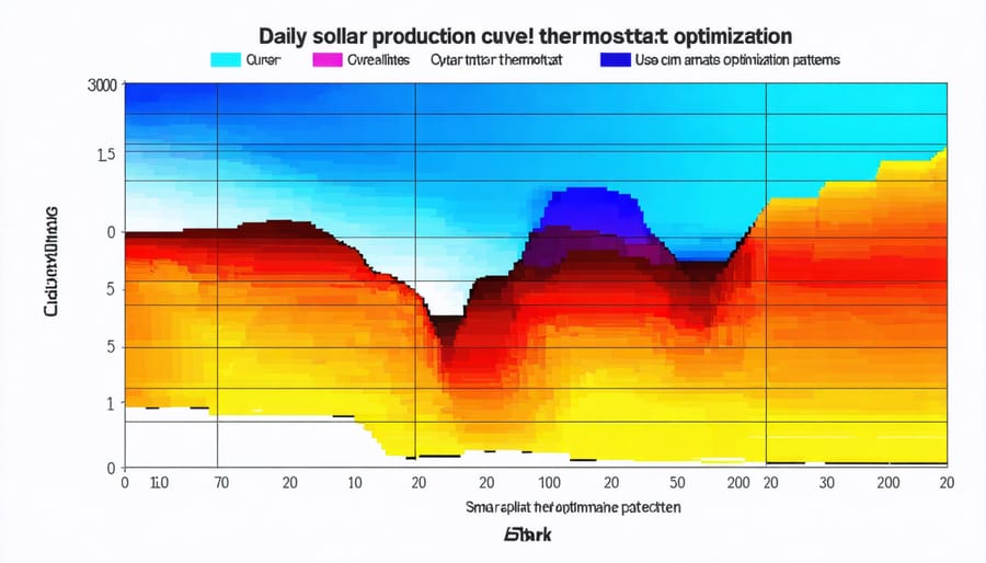 Visual chart demonstrating how smart thermostat usage aligns with peak solar production times
