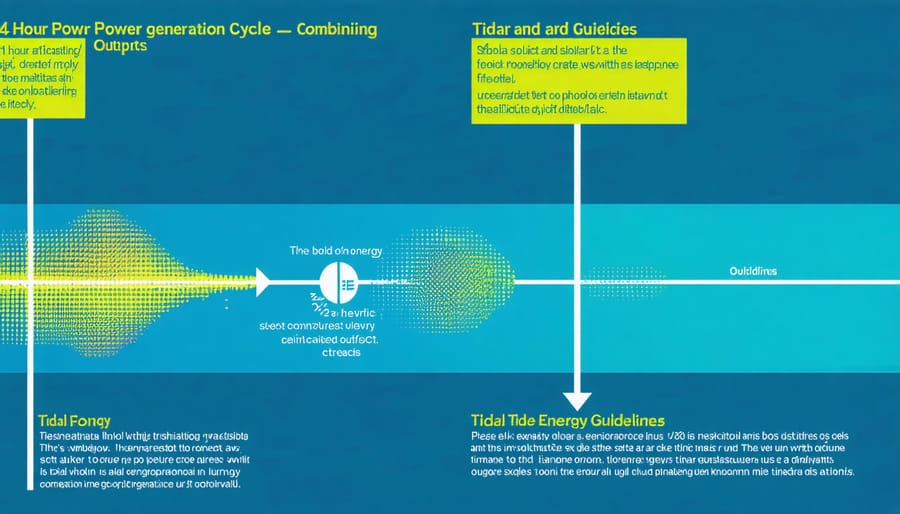 Graph displaying complementary power generation between solar and tidal energy over 24 hours