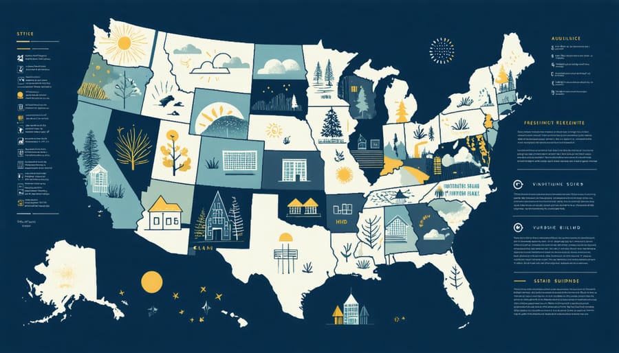 Color-coded map highlighting solar incentive programs available in different states