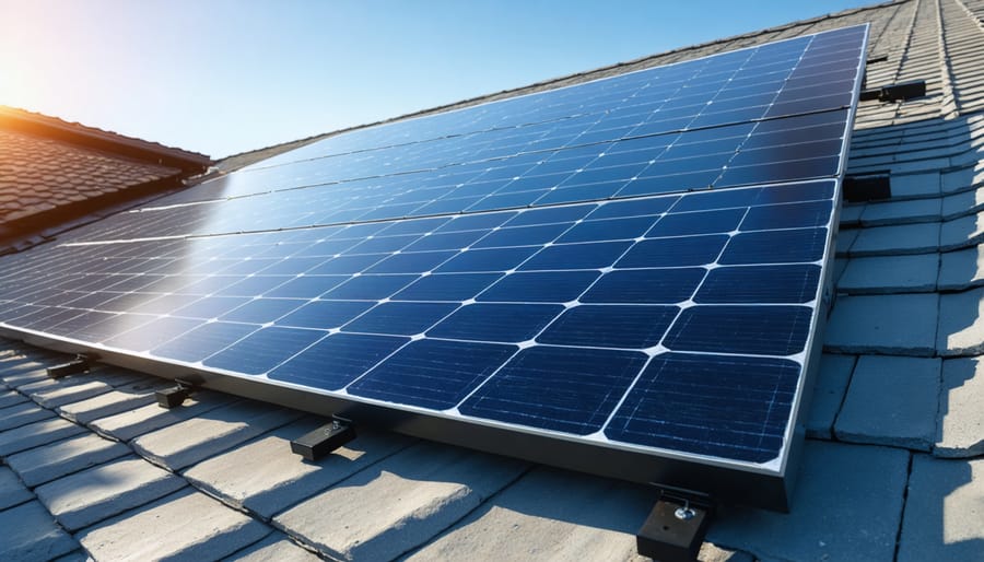 Modern home with rooftop solar panel array and hydrogen generation equipment