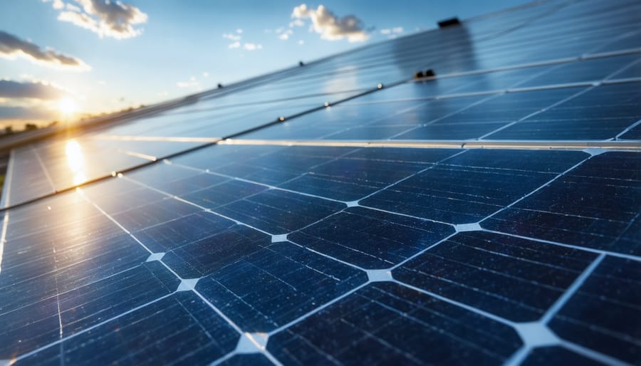 Solar panels on residential roof showing heat effects during peak sunlight hours