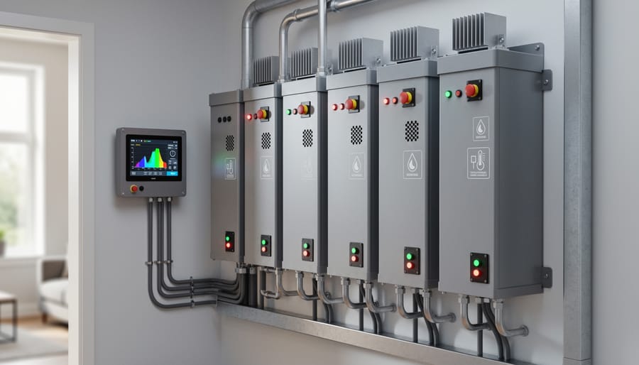 Close-up of battery management system circuit board showing safety monitoring components