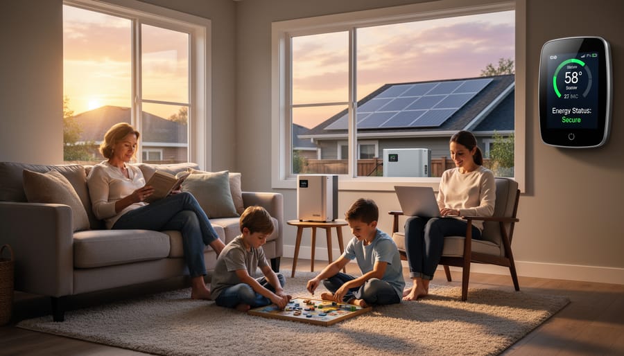 Family cooking together in well-lit modern kitchen in the evening