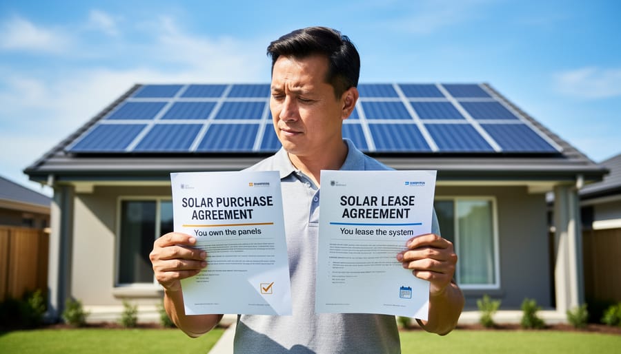 Residential solar panel array installed on suburban home rooftop