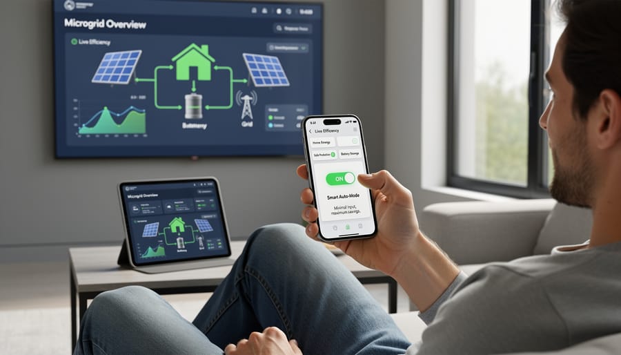 Homeowner monitoring residential microgrid system through smartphone app