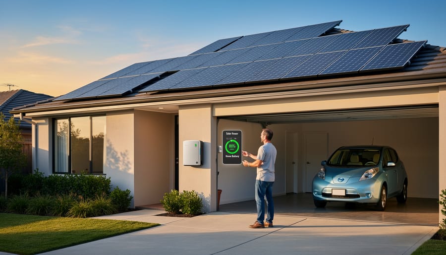 Residential home with rooftop solar panels at sunset representing sustainable energy independence