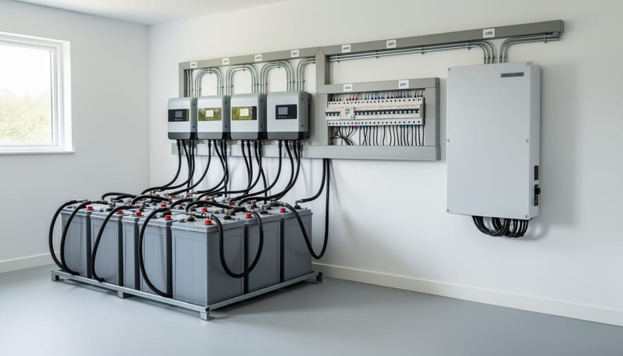 Comparison of lead-acid and lithium battery storage systems installed in residential garage